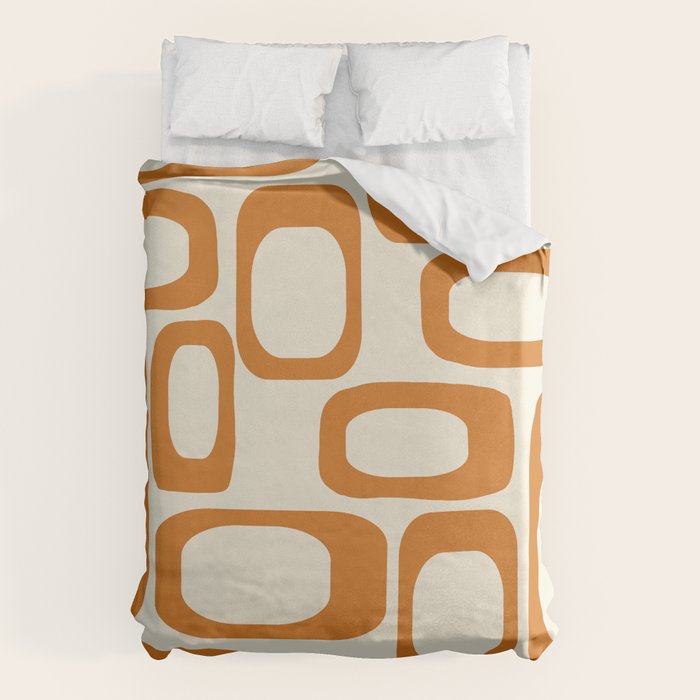 Mid Century Modern Shapes 1970s Orange #society6 #buyart  Duvet Cover Gallery Image 1