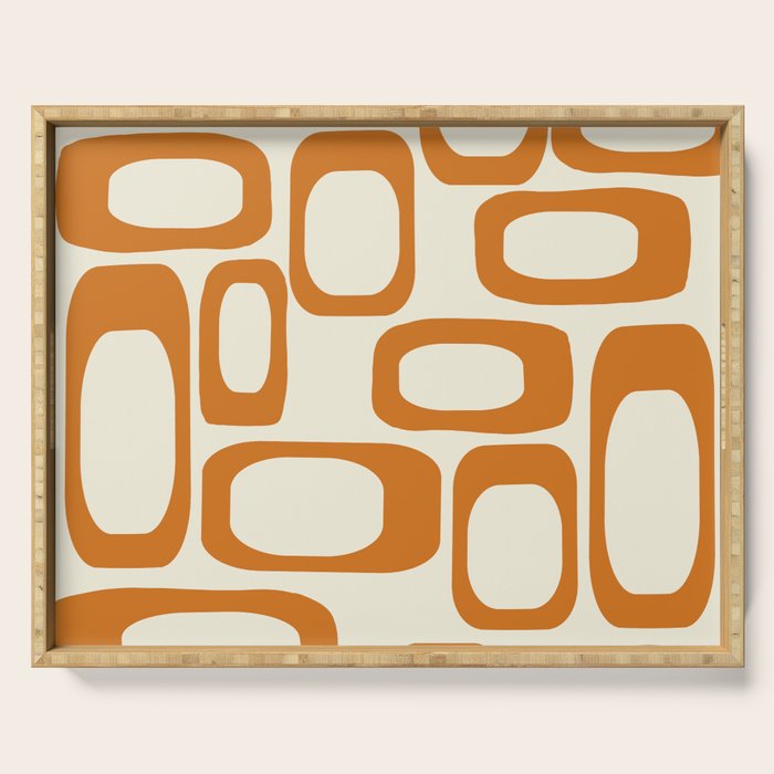 Mid Century Modern Shapes 1970s Orange #society6 #buyart  Serving Tray Gallery Image 1