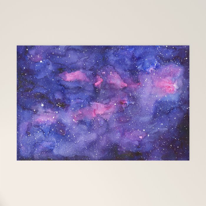 Galaxy Pattern Watercolor Welcome Mat Gallery Image 1