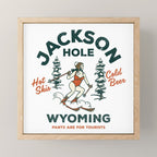 Jackson Hole Wyoming: Pants Are For Tourists. Cool, Retro Girl Skiing Art Mini Art Print Gallery Image 1
