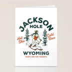 Jackson Hole Wyoming: Pants Are For Tourists. Cool, Retro Girl Skiing Art Stationery Card Gallery Image 2