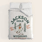 Jackson Hole Wyoming: Pants Are For Tourists. Cool, Retro Girl Skiing Art Comforter Gallery Image 6