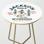 Jackson Hole Wyoming: Pants Are For Tourists. Cool, Retro Girl Skiing Art Side Table Gallery Image 2