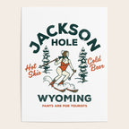 Jackson Hole Wyoming: Pants Are For Tourists. Cool, Retro Girl Skiing Art Poster Gallery Image 4
