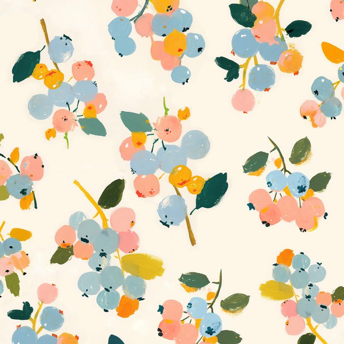 Blueberries Pattern - Pastel Watercolor Berries on Cream Background Coffee Mug Gallery Image 2