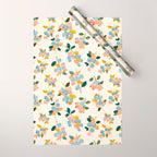 Blueberries Pattern - Pastel Watercolor Berries on Cream Background Wrapping Paper Gallery Image 1