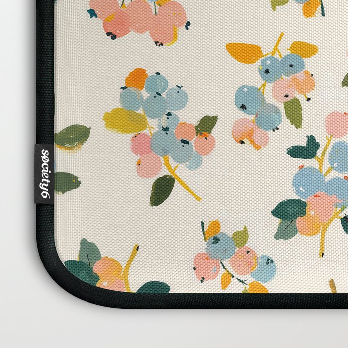 Blueberries Pattern - Pastel Watercolor Berries on Cream Background Laptop Sleeve Gallery Image 3