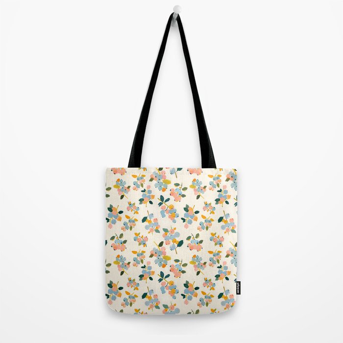 Blueberries Pattern - Pastel Watercolor Berries on Cream Background Tote Bag Gallery Image 2
