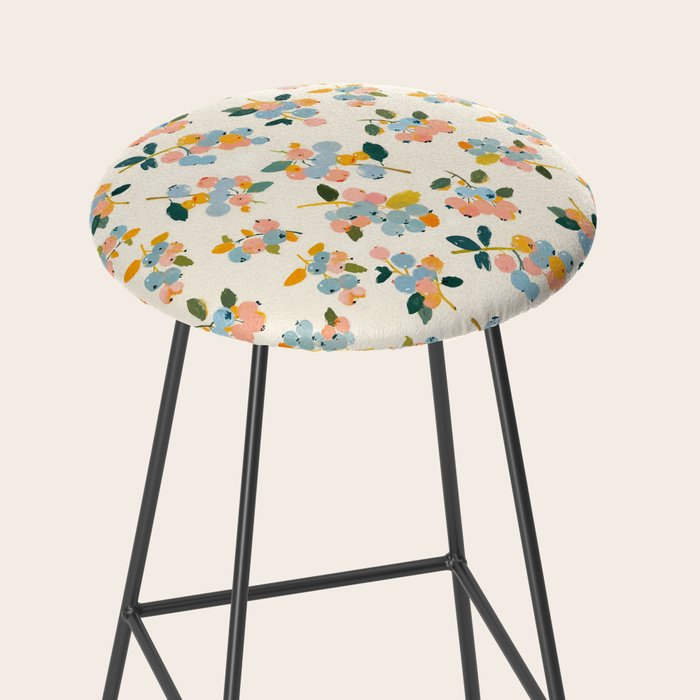 Blueberries Pattern - Pastel Watercolor Berries on Cream Background Stool Gallery Image 2
