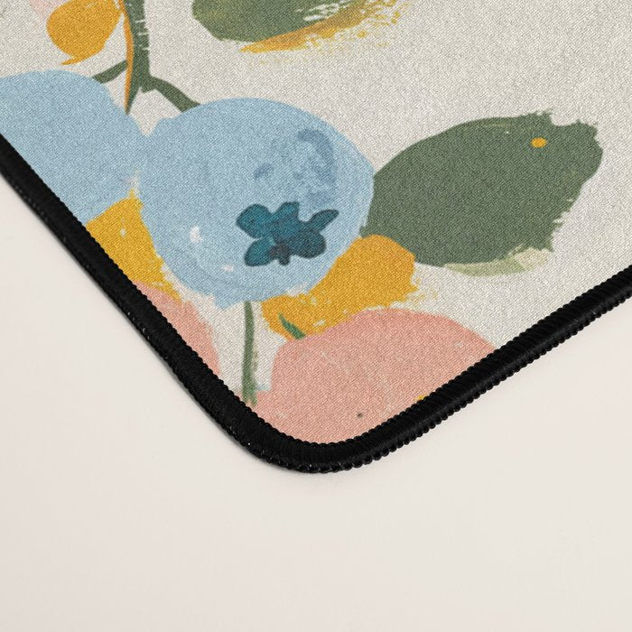 Blueberries Pattern - Pastel Watercolor Berries on Cream Background Desk Mat Gallery Image 4