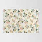 Blueberries Pattern - Pastel Watercolor Berries on Cream Background Rug Gallery Image 2