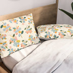 Blueberries Pattern - Pastel Watercolor Berries on Cream Background Pillow Sham Gallery Image 2