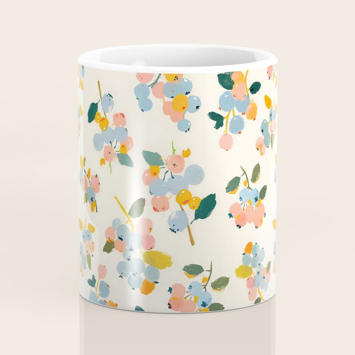 Blueberries Pattern - Pastel Watercolor Berries on Cream Background Coffee Mug Gallery Image 4
