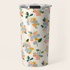Blueberries Pattern - Pastel Watercolor Berries on Cream Background Travel Mug Gallery Image 1