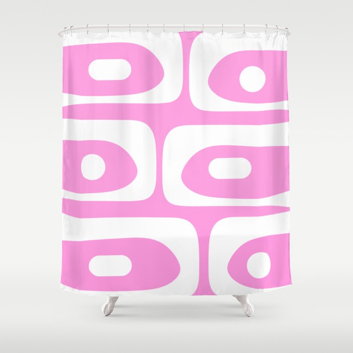 Pink Mid Century Modern Piquet Minimal Abstract Shower Curtain Gallery Image 1