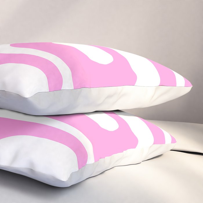 Pink Mid Century Modern Piquet Minimal Abstract Pillow Sham Gallery Image 3
