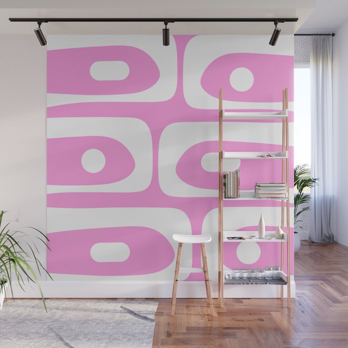Pink Mid Century Modern Piquet Minimal Abstract Wall Mural Gallery Image 1