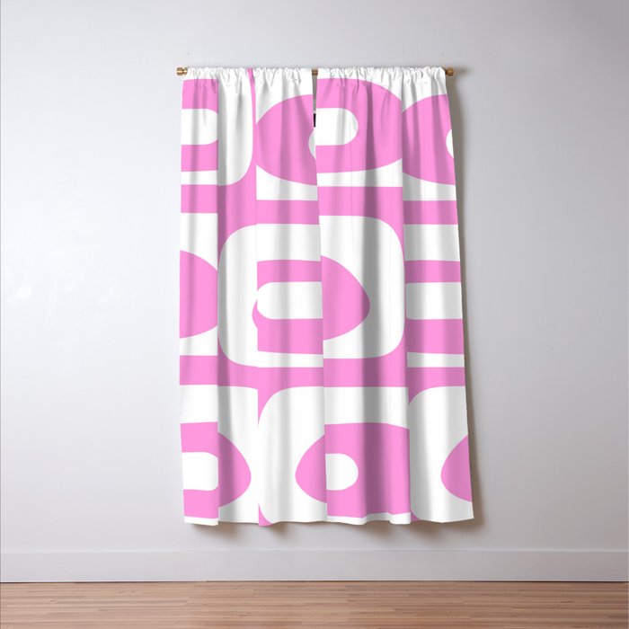 Pink Mid Century Modern Piquet Minimal Abstract Window Curtain Gallery Image 3