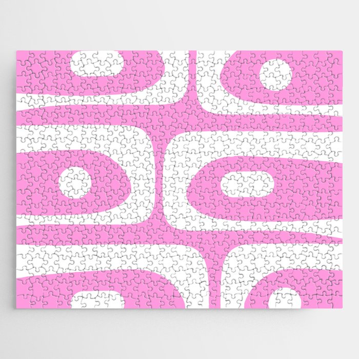 Pink Mid Century Modern Piquet Minimal Abstract Jigsaw Puzzle Gallery Image 1