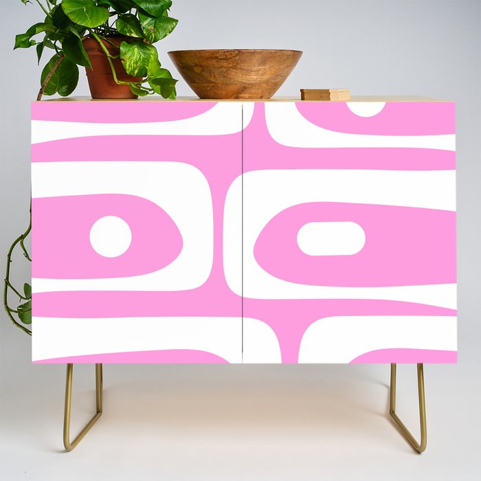 Pink Mid Century Modern Piquet Minimal Abstract Credenza Gallery Image 1