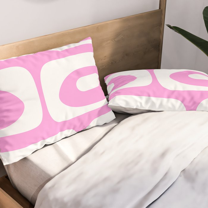 Pink Mid Century Modern Piquet Minimal Abstract Pillow Sham Gallery Image 2