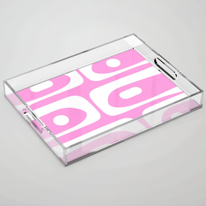 Pink Mid Century Modern Piquet Minimal Abstract Acrylic Tray Gallery Image 1
