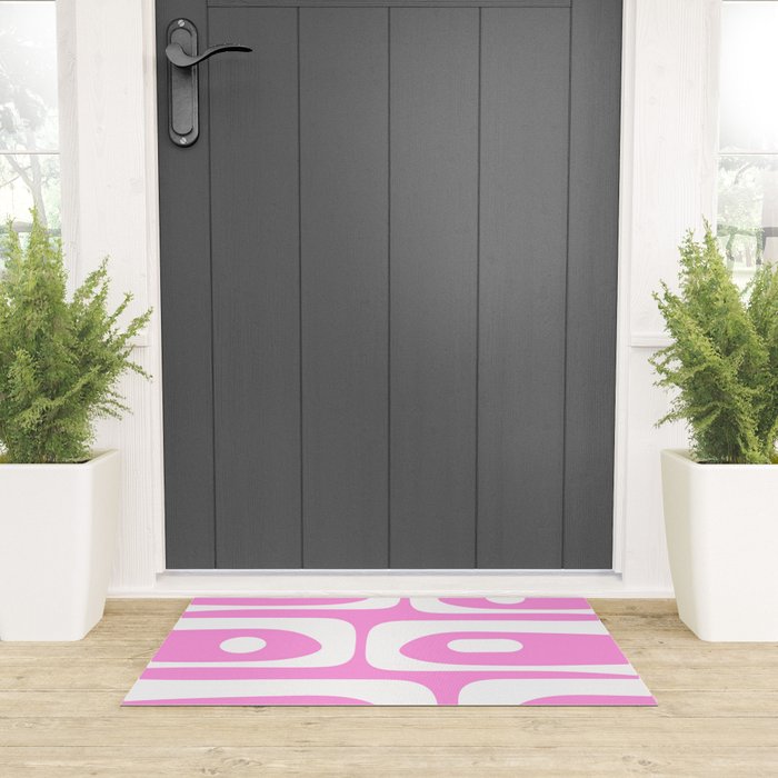 Pink Mid Century Modern Piquet Minimal Abstract Welcome Mat Gallery Image 3