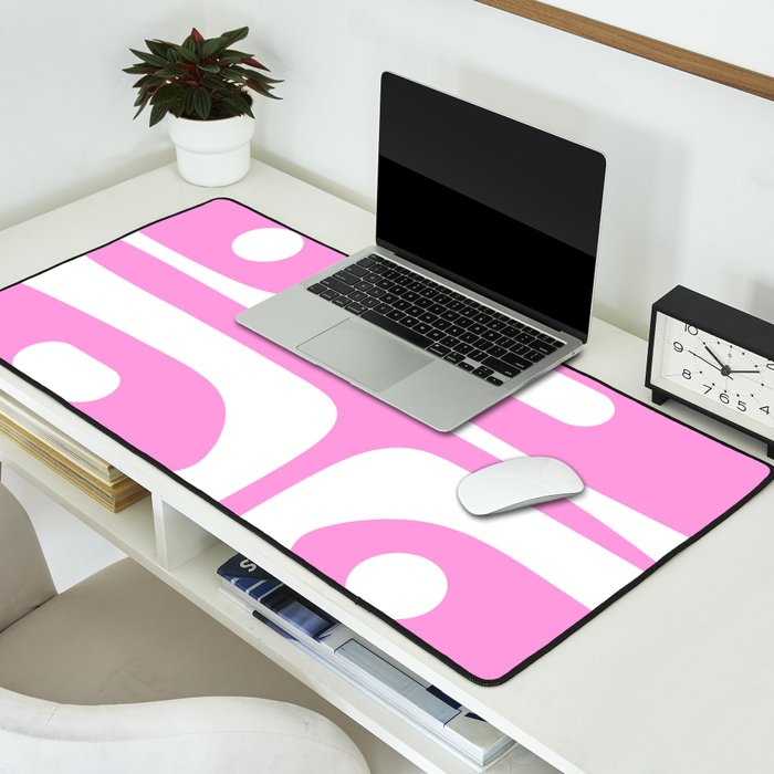 Pink Mid Century Modern Piquet Minimal Abstract Desk Mat Gallery Image 2