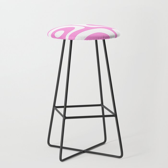 Pink Mid Century Modern Piquet Minimal Abstract Stool Gallery Image 1