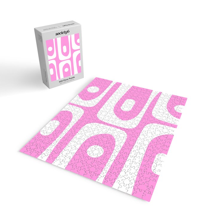Pink Mid Century Modern Piquet Minimal Abstract Jigsaw Puzzle Gallery Image 2
