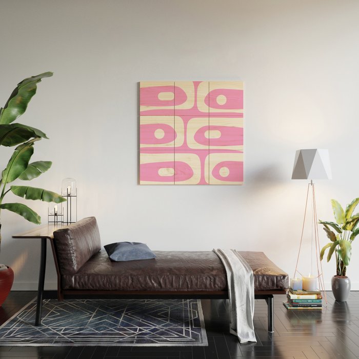Pink Mid Century Modern Piquet Minimal Abstract Wood Wall Art Gallery Image 2