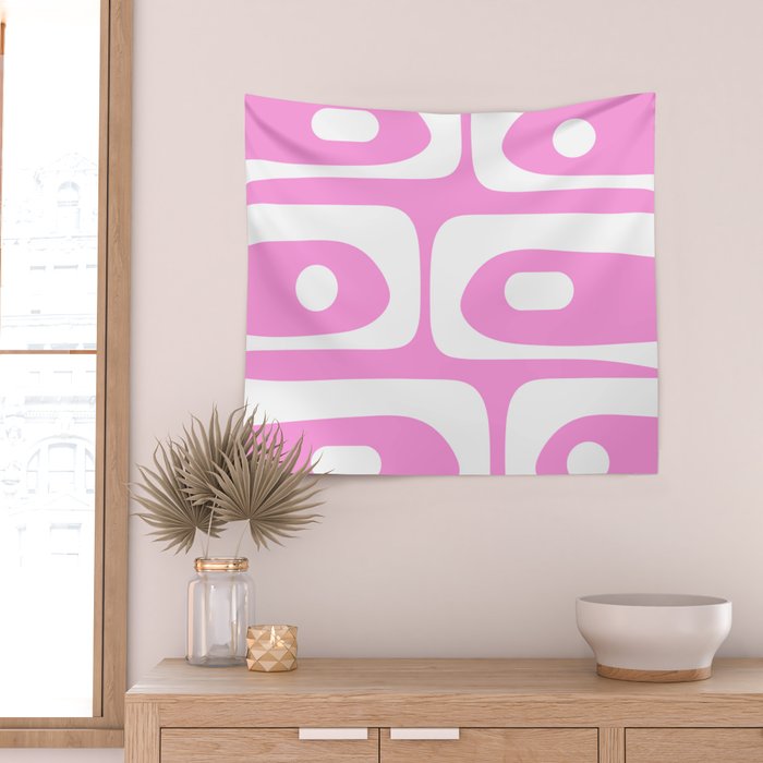 Pink Mid Century Modern Piquet Minimal Abstract Wall Tapestry Gallery Image 2