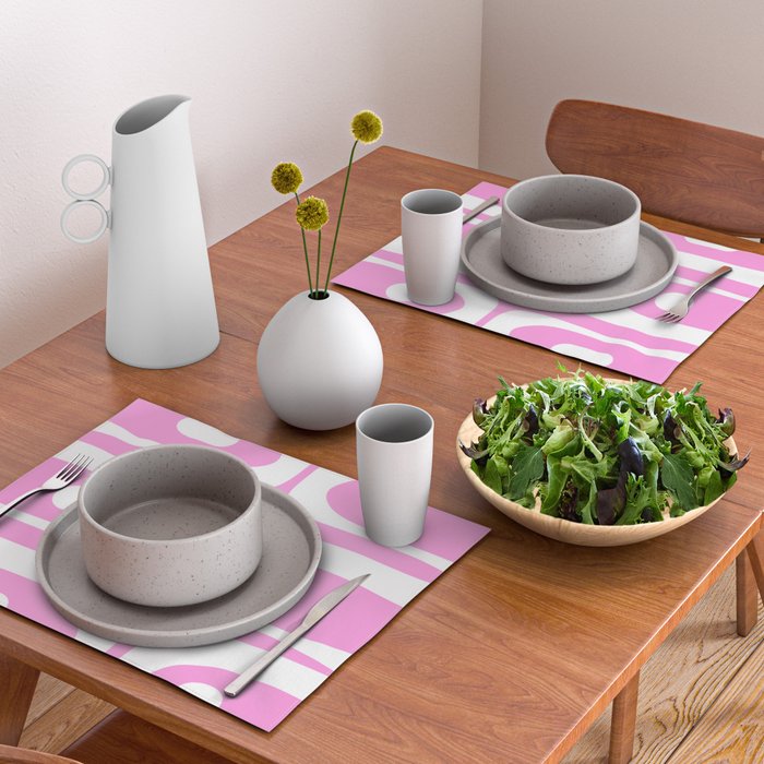 Pink Mid Century Modern Piquet Minimal Abstract Placemat Gallery Image 2