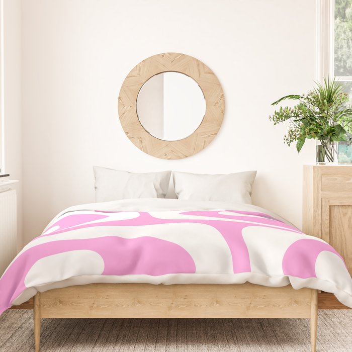 Pink Mid Century Modern Piquet Minimal Abstract Duvet Cover Gallery Image 3