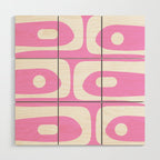 Pink Mid Century Modern Piquet Minimal Abstract Wood Wall Art Gallery Image 1