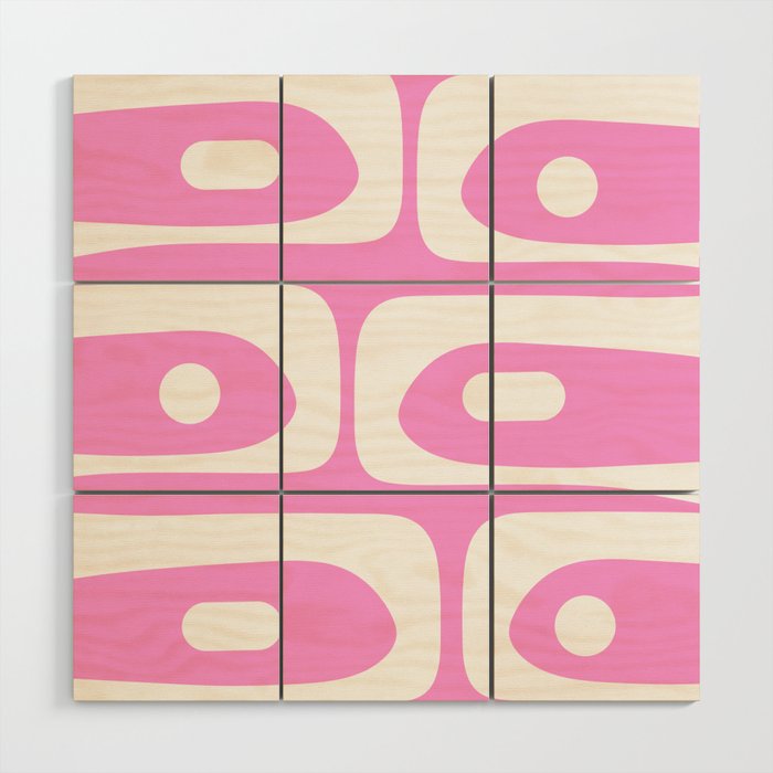 Pink Mid Century Modern Piquet Minimal Abstract Wood Wall Art Gallery Image 1
