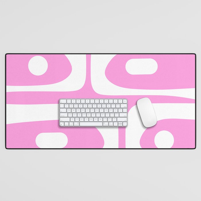 Pink Mid Century Modern Piquet Minimal Abstract Desk Mat Gallery Image 1