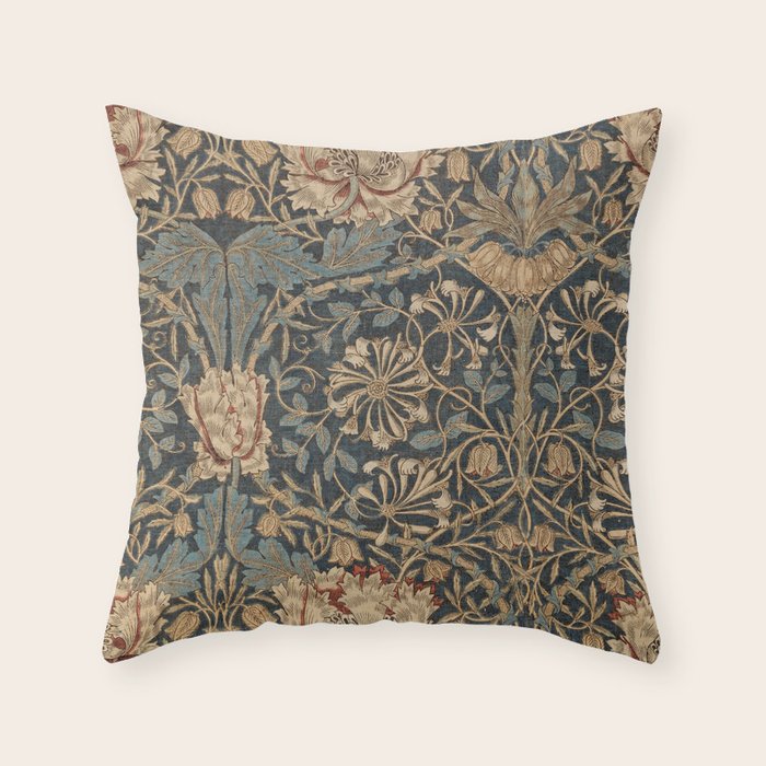 William Morris Honeysuckle Floral Throw Pillow Gallery Image 6