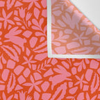 Folk Art Bunnies - Tomato and Pink Wall Tapestry Gallery Image 3