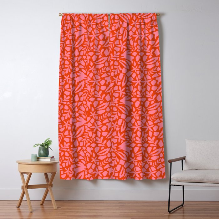 Folk Art Bunnies - Tomato and Pink Window Curtain Gallery Image 5