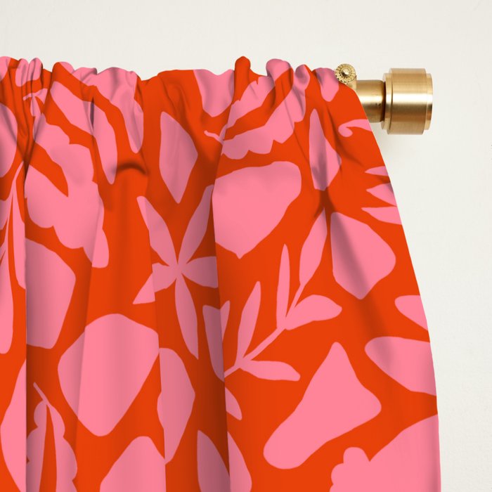 Folk Art Bunnies - Tomato and Pink Window Curtain Gallery Image 2