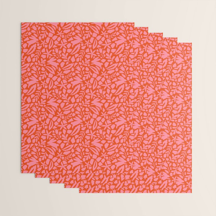 Folk Art Bunnies - Tomato and Pink Wrapping Paper Gallery Image 3