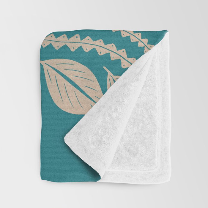 Moth Floral | Teal Throw Blanket Gallery Image 3