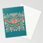 Moth Floral | Teal Stationery Card Gallery Image 2