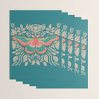 Moth Floral | Teal Wrapping Paper Gallery Image 3