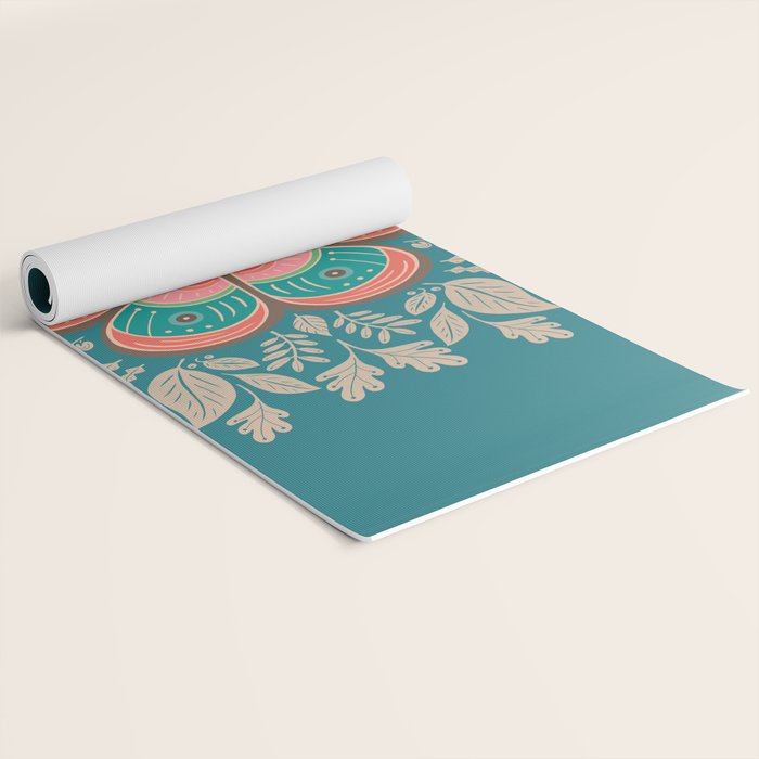 Moth Floral | Teal Yoga Mat Gallery Image 2