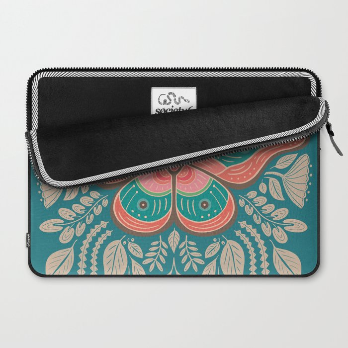 Moth Floral | Teal Laptop Sleeve Gallery Image 2