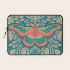 Moth Floral | Teal Laptop Sleeve Gallery Image 1