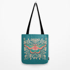 Moth Floral | Teal Tote Bag Gallery Image 2