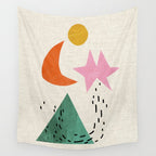 Orange Moon Mountain Wall Tapestry Gallery Image 4